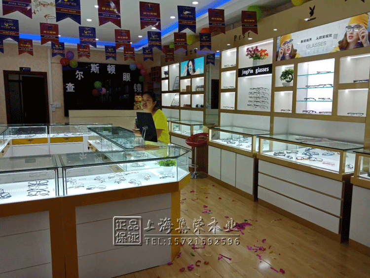眼镜展示柜眼镜店货架柜台展柜定制玻璃中岛柜多层格子陈列柜台