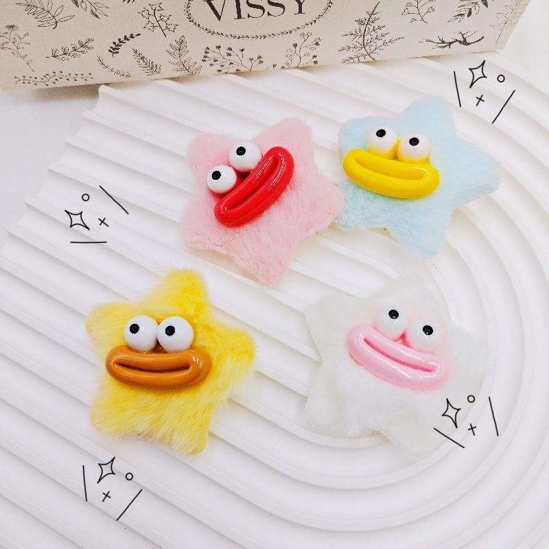 Autumn and Winter Korean Style Cute Sausage Mouth Plush Star Hairpin Funny Ugly Girly Bangs Side Clip Hairpin Female