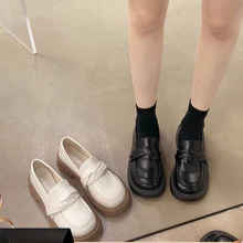 乐福鞋女2023年秋季新款时尚复古舒适圆头粗跟小皮鞋厚底女鞋