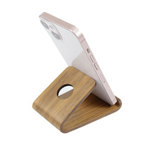 定制U型胡桃木木质手机支架手机壳适用防滑桌面弧形木制手机支架