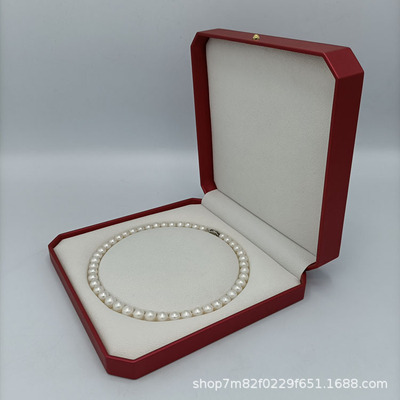 八角新款珍珠项链盒pu皮首饰包装盒妈妈节日礼品盒珠宝项链盒