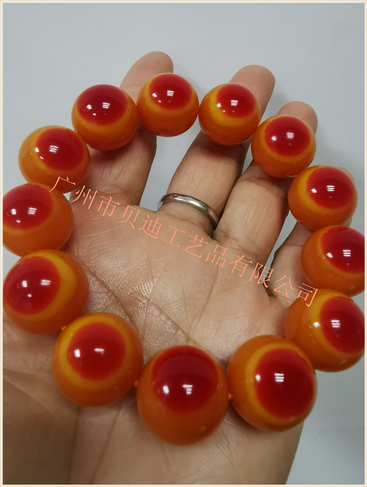 仿鹤顶红鸟头2021新款18mm手串圆珠骨粉树脂合成加润纹路钙化自然