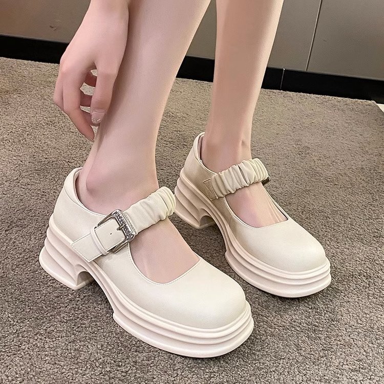 日系网红学生洛丽塔玛丽珍松糕鞋性感高跟一字扣带白色时装单鞋女