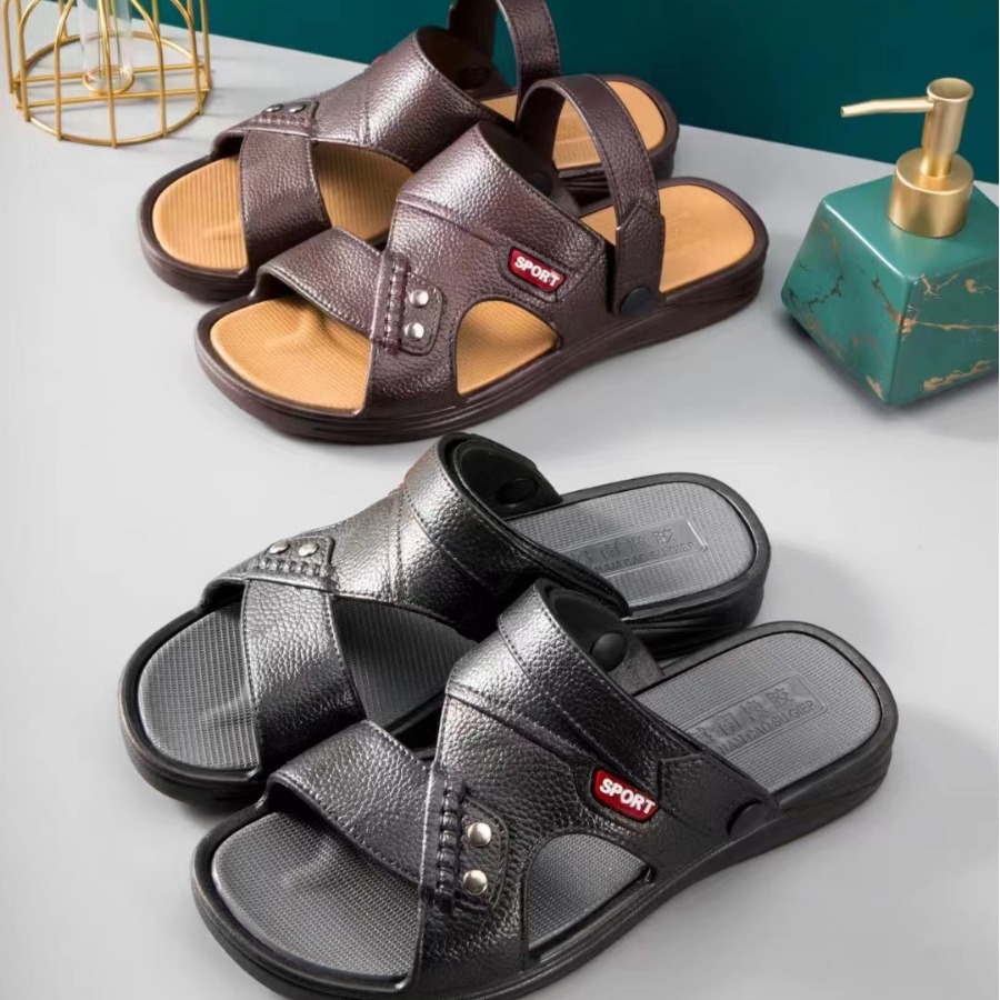 畅力男凉鞋 夏季新款中年男士时尚防滑耐穿双色两穿凉鞋 吴川直批