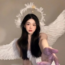 万圣节洛丽塔圣母光环白黑天使翅膀羽毛cosplay服饰配件穿搭套装