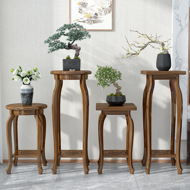 新中式高山楠竹古韵花台客厅落地式花盆花架古风吊兰盆景摆放架