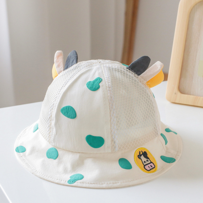 Baby Hat Spring and Autumn Summer Korean Style Western Style Cow Bucket Hat Boys Boys Girls Cover Sun Super Cute Bucket Hat Tide