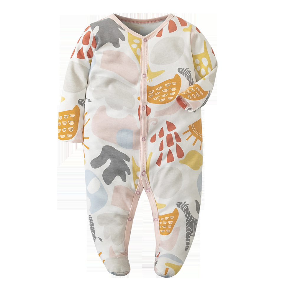 Factory Wholesale Baby Jumpsuit Foot-Wrapped Romper Newborn Baby Jumpsuit Bottom-Covering Rompers Spring and Summer Pajamas Baby Clothes