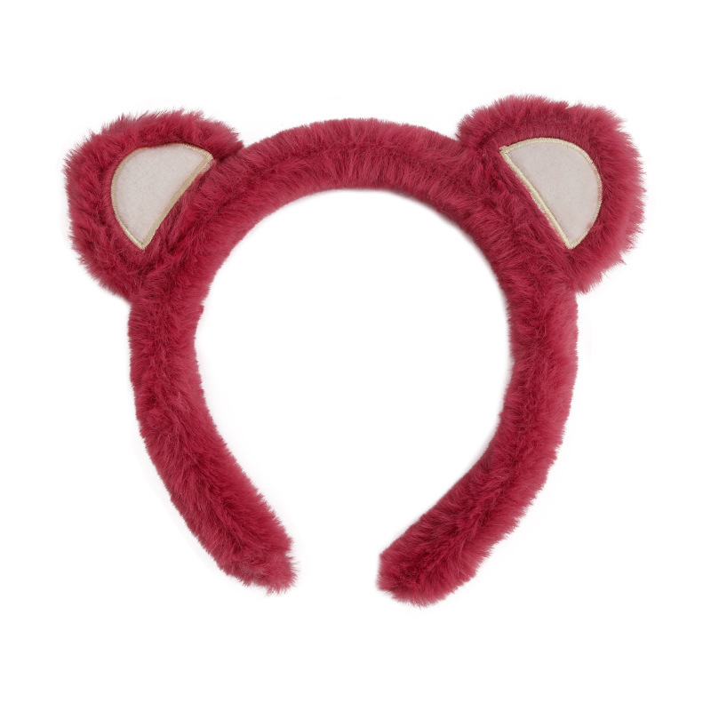 Strawberry Bear Fluffy Hair Band Women's Autumn and Winter Face Wash Headband Hair Fixer Non-Slip Hairpin 2022 New Internet-Famous Headband