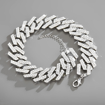 欧美嘻哈30mm超大古巴链粗链条潮人复古满钻男士项链批发跨境专供