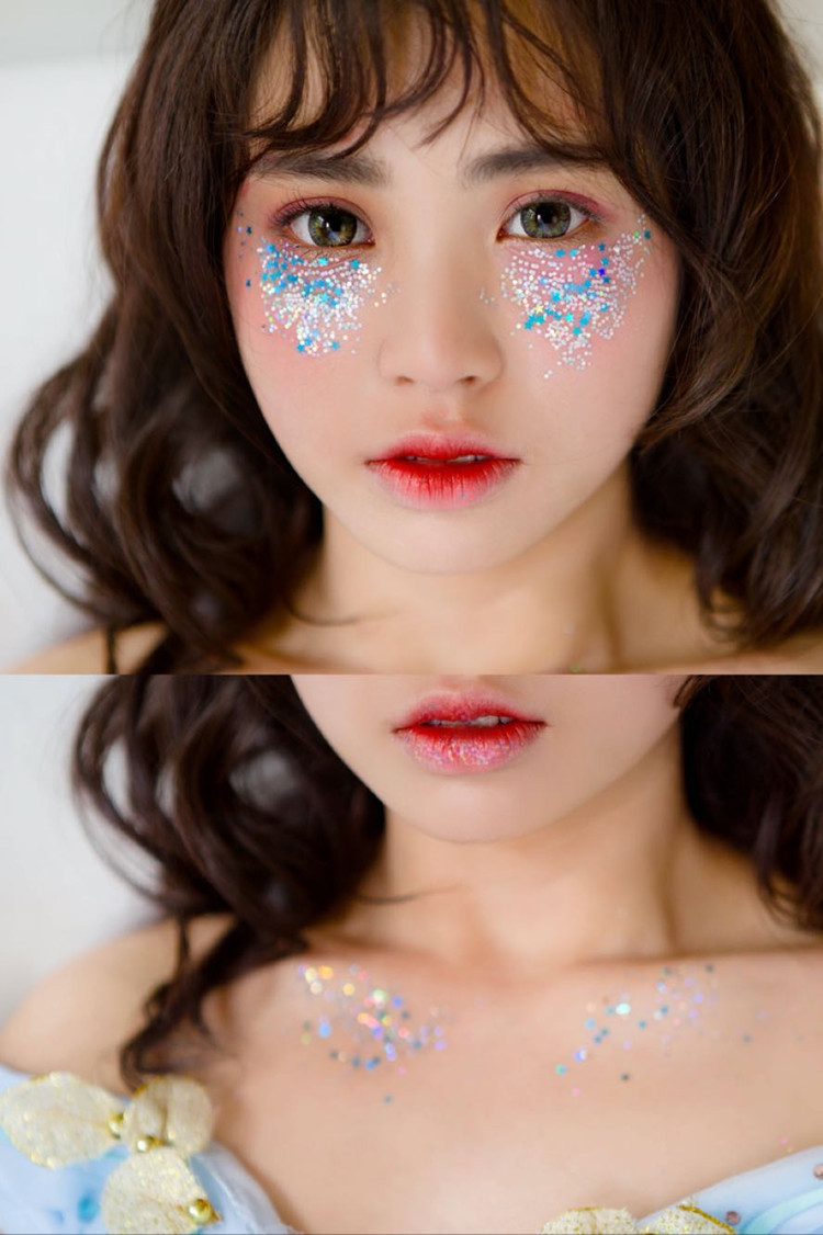 儿童演出彩色亮片亮晶晶眼角眼影卧蚕大眼金色银色舞台表演妆夜店