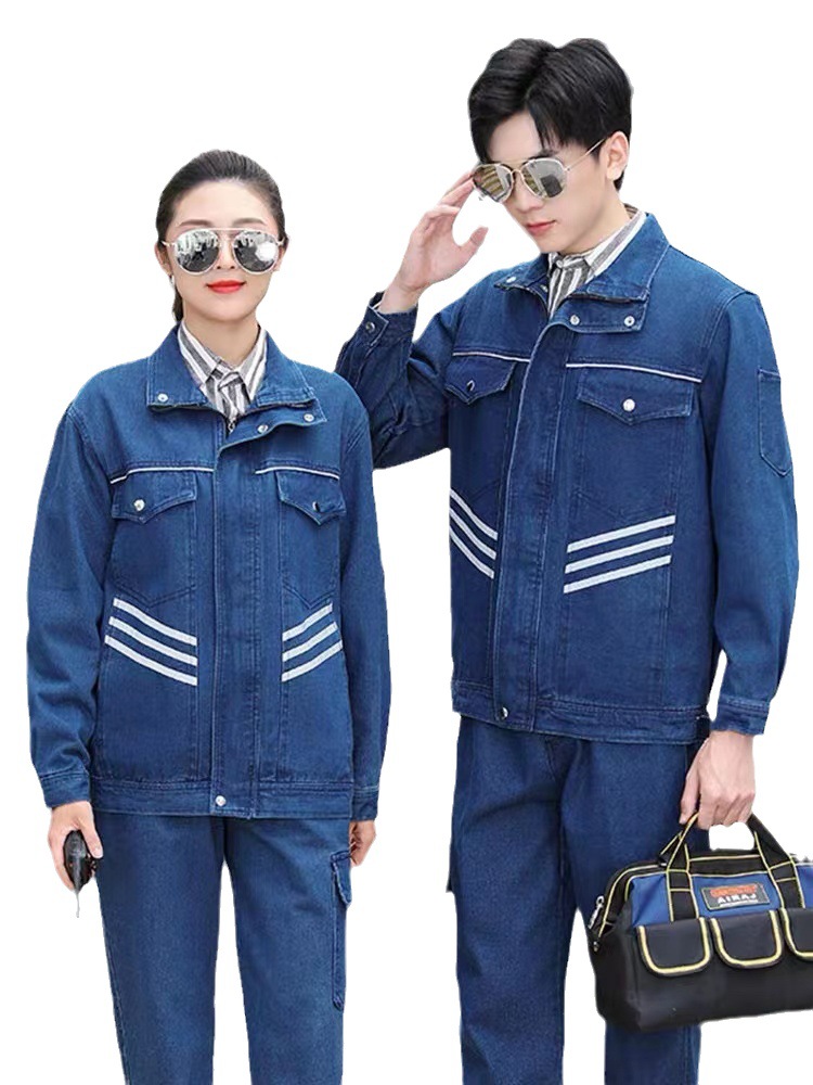 Denim Soft Fabric Summer Electric Welding Labor Overalls Suit Men's Engineering Work CO2 Special Fabric Factory