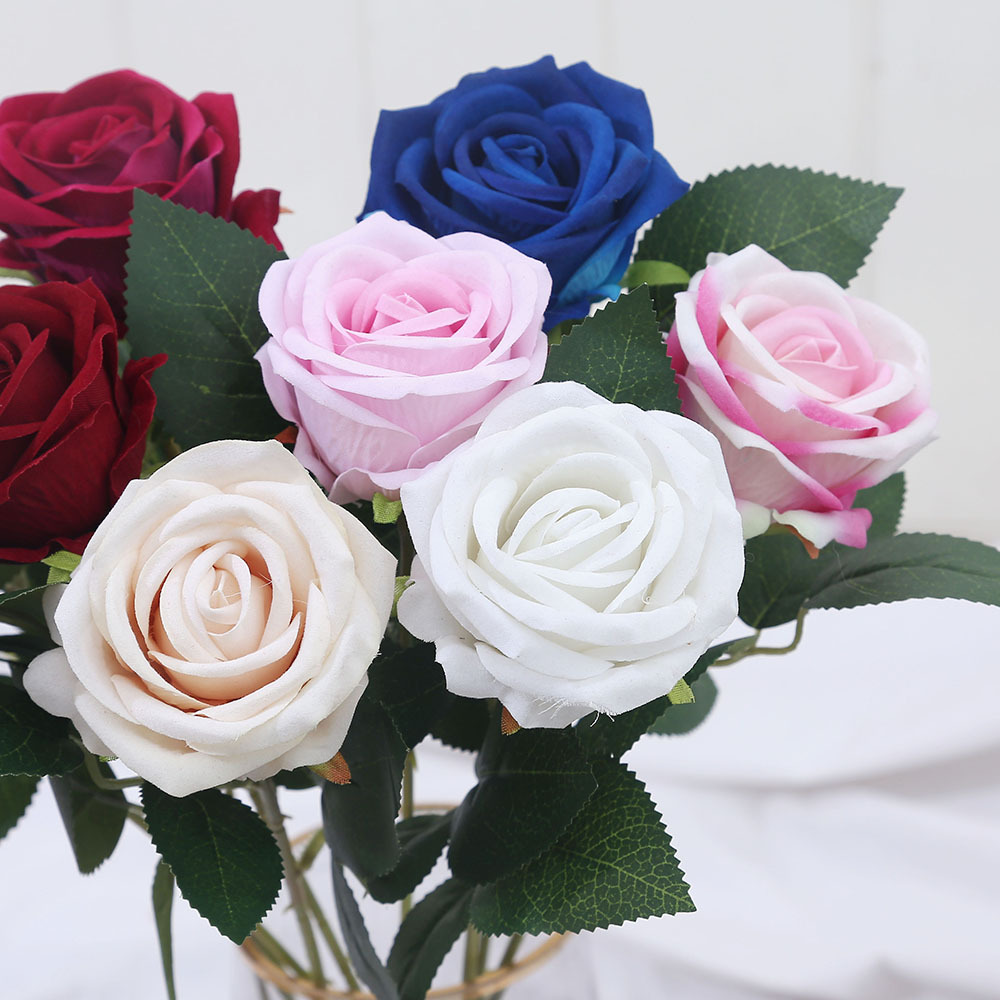 Single Touch Flannel Artificial Rose Rose Waterfall Valentine's Day Wedding Bouquet Flower Arrangement Home Decoration Fake Flower