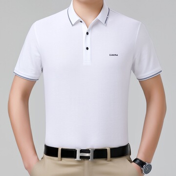 品牌短袖t恤男士桑蚕丝翻领纯色polo衫宽松商务休闲上衣百搭t恤