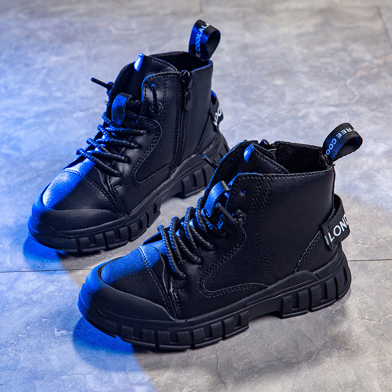 男童马丁靴秋冬新款雪地棉靴小孩短靴儿童二棉短靴加绒加厚棉鞋潮