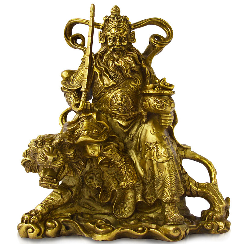 黄铜武财神赵公明神像庙宇供奉佛像骑虎财神铜像武财神赵公明神像