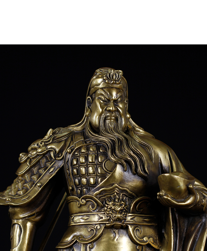 铜关公像供奉神像纯铜武财神关公佛像摆件招财托元宝关公大号