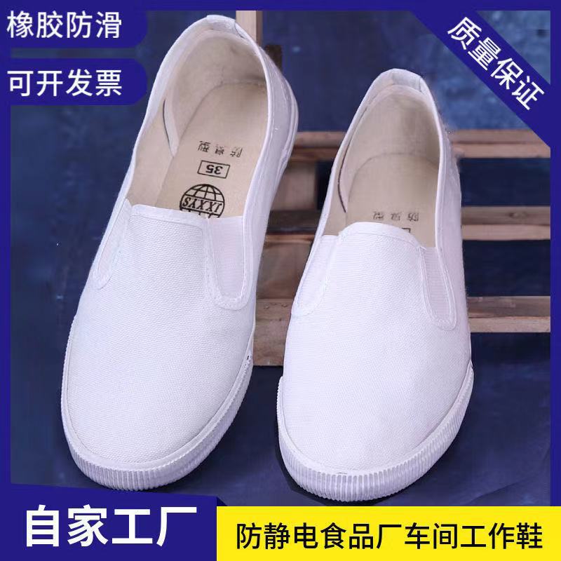 Medical Supplies Men's and Women's Work Shoes Slip-on Canvas Men's Cloth Shoes Anti-Static Shoes White Shoes White Pharmaceutical Factory