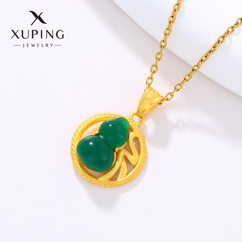 Xuping Jewelry Fulu Mantang Artificial Malay Jade Calabash Pendent Alloy Retro Necklace Pendant Ornament Wholesale Female