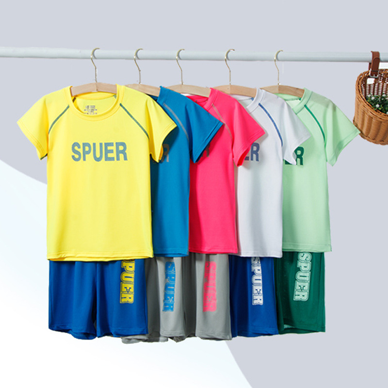 T-shirt Summer Summer Soccer Uniform Sports Casual Quick-Drying Shorts Two-Piece Set Female Male New Pants Children's Short-Sleeved Suit