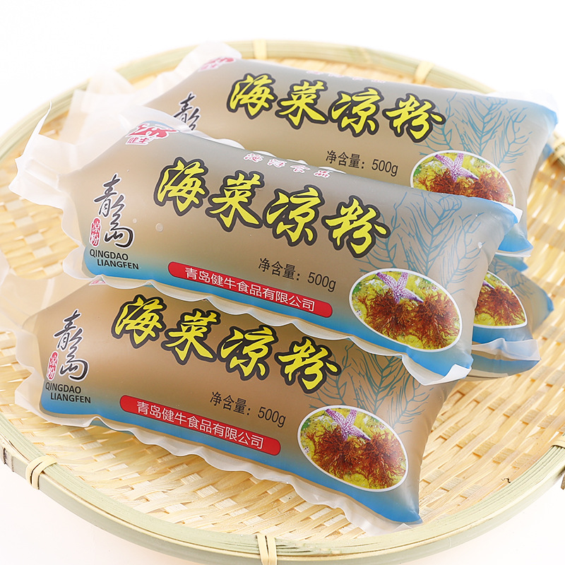 青岛凉粉即食健牛海菜凉粉海藻石花菜冰粉0卡0脂代餐饱腹500g*5袋