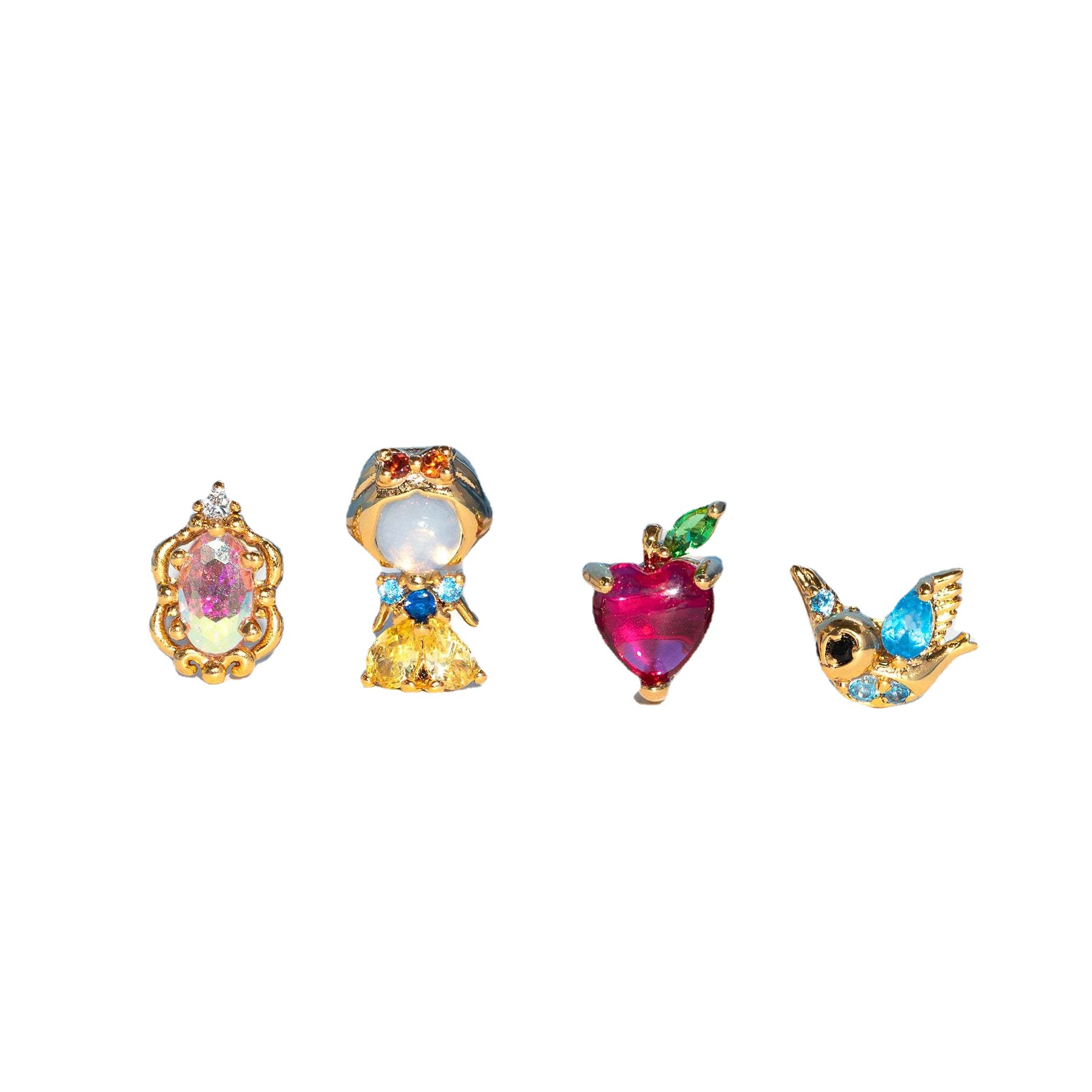 Customized European and American Snowyprincess Fantasy Fairy Tale Characters Exquisite Micro Zircon-Encrusted Stud Earrings Cute Cartoon Earrings Earrings