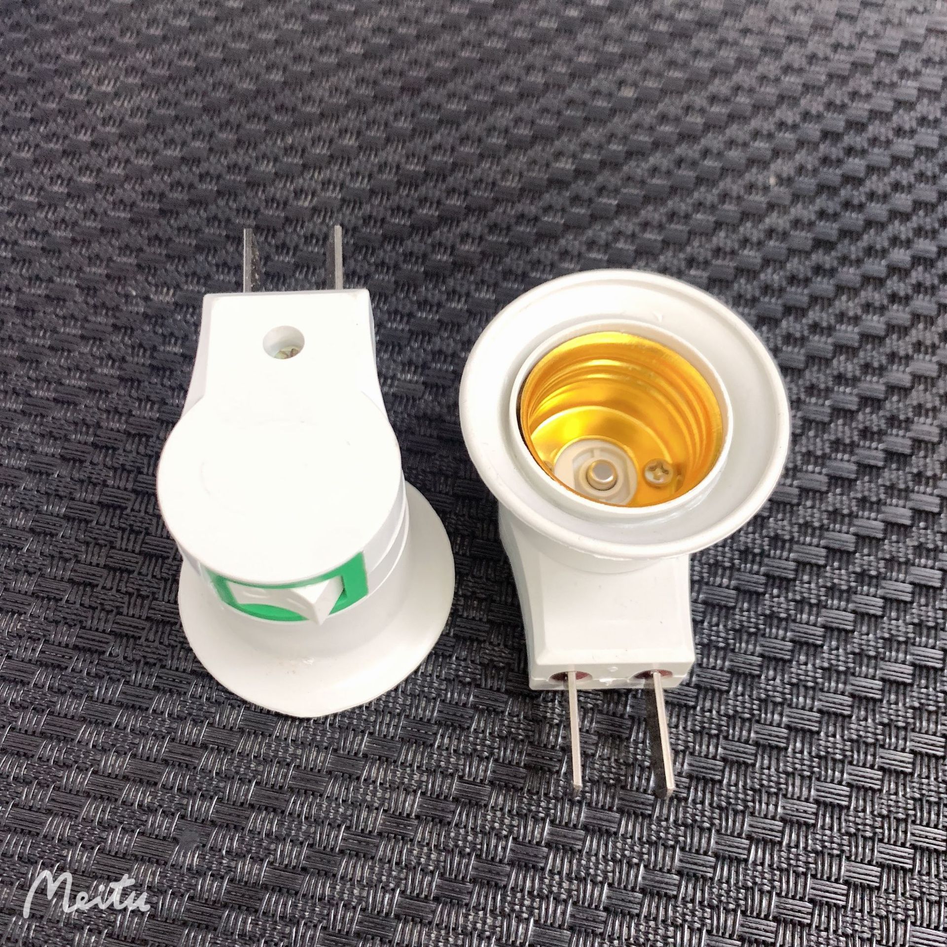 家用带开关e27螺口插壁式移动灯头烟斗灯头可转二脚小夜灯座