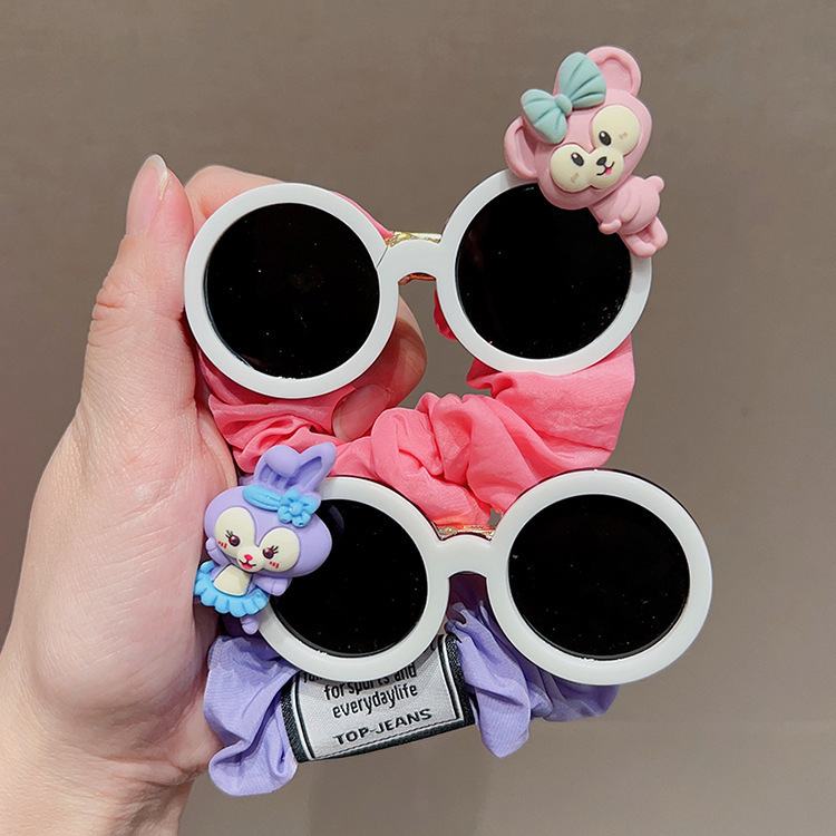 Girl's Cute Hair Rope Female Color Large Intestine Hair Ring Internet-Famous Sunglasses Hair Rope Hair Elastic Band Bun Hair Ornament