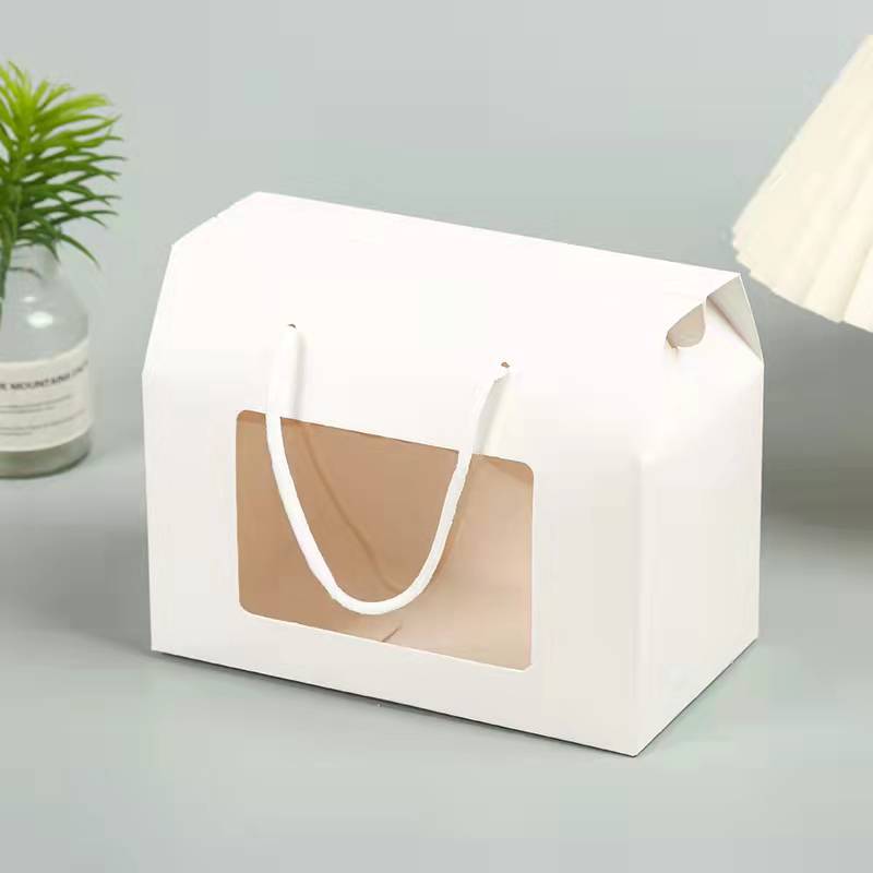 New Window Portable Box Folding Paper Box Gift Box Snack Cookies Vertical Fruit Packing Box Small Gift