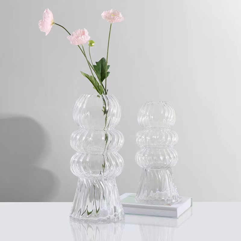 Chinese Crystal Glass Vase Hydroponic Rose Lily Dried Flower Living Room Restaurant Hotel Flower Arrangement Decorative Ornament