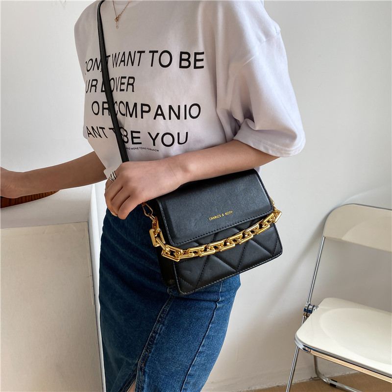 Popular Rhombus Chain Small Bag for Women 2021 Spring New Fashion Embroidery Thread Wide Shoulder Strap Shoulder Bag Messenger Bag