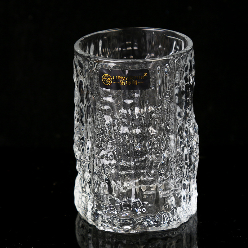 Simple and Fresh Ins Style Glass Water Cup Bark Pattern Water Cup Beer Steins Household Glass Juice Milk Cup