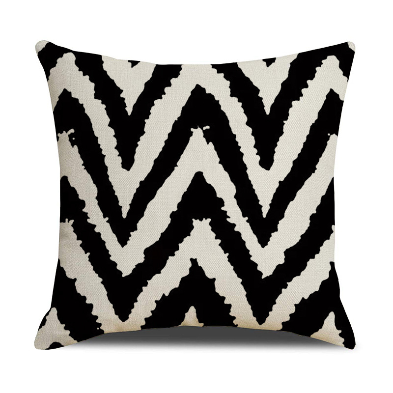 Amazon Cross-Border New Arrival Abstract Lines Black and White Zebra Cushion Cover Living Room Office Sofas Pillow Cover