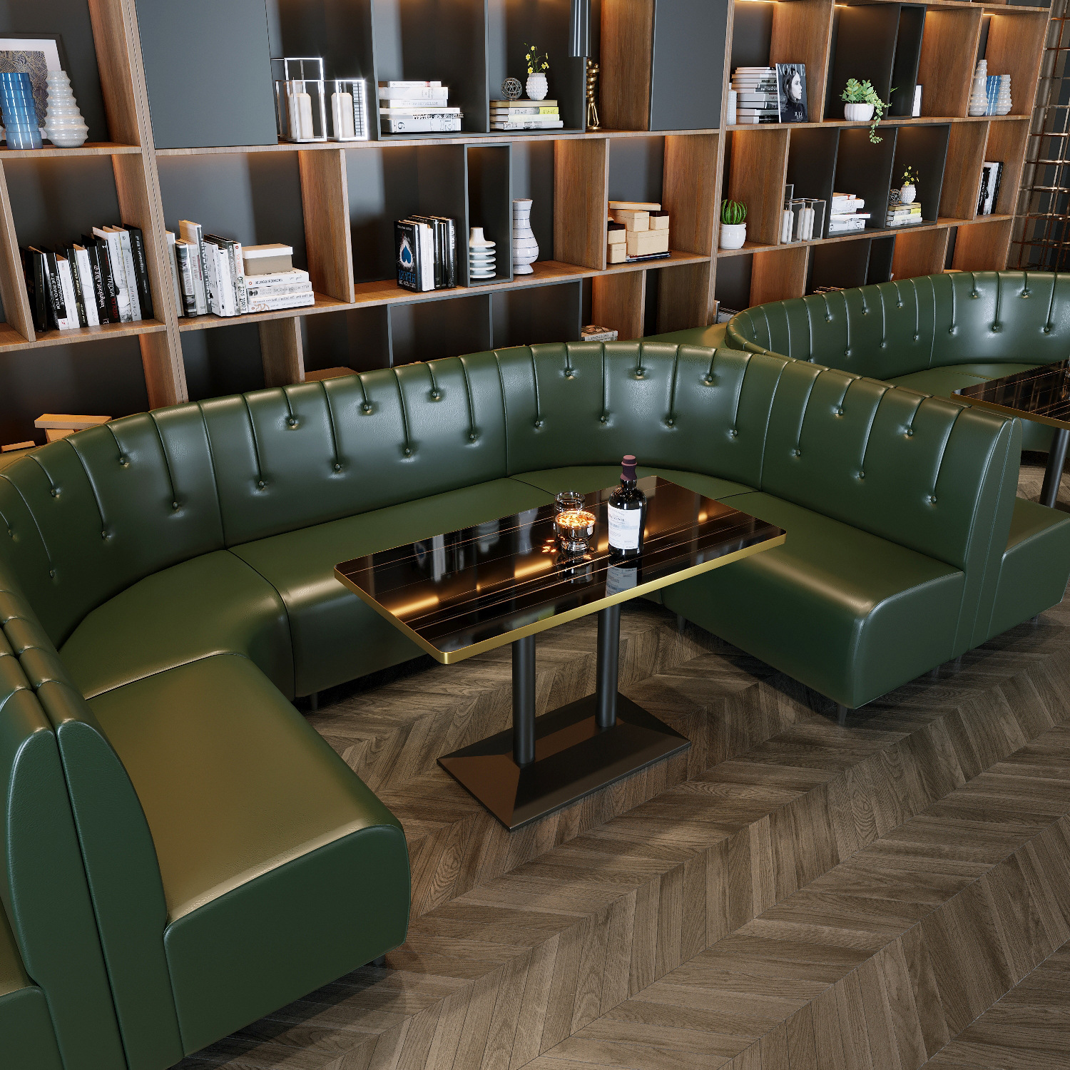工业风酒吧清吧包厢转角ul型沙发火锅饭店西餐厅弧型半圆卡座商用