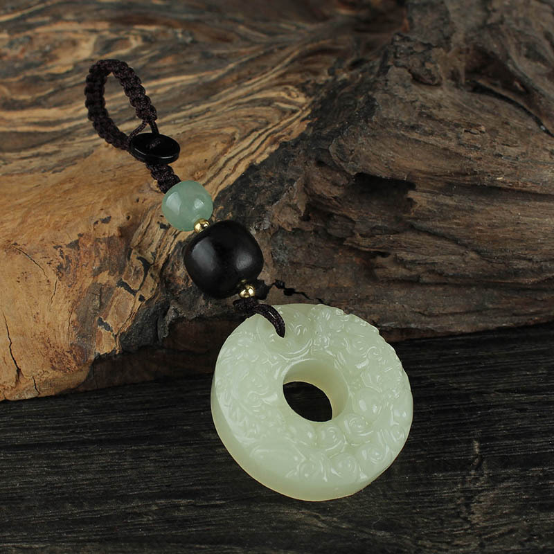 Ethnic Style Afghan Jade Pendant Car Key Pendant Peace Buckle Keychain Men and Women Creativity High-End Gift