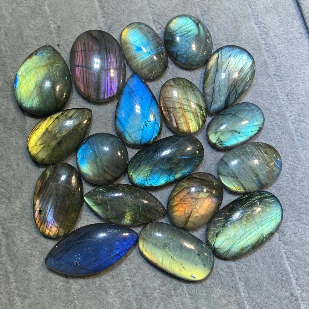 天然闪光石拉长石吊坠马眼水滴椭圆形裸石半成品晶石彩蓝光品质