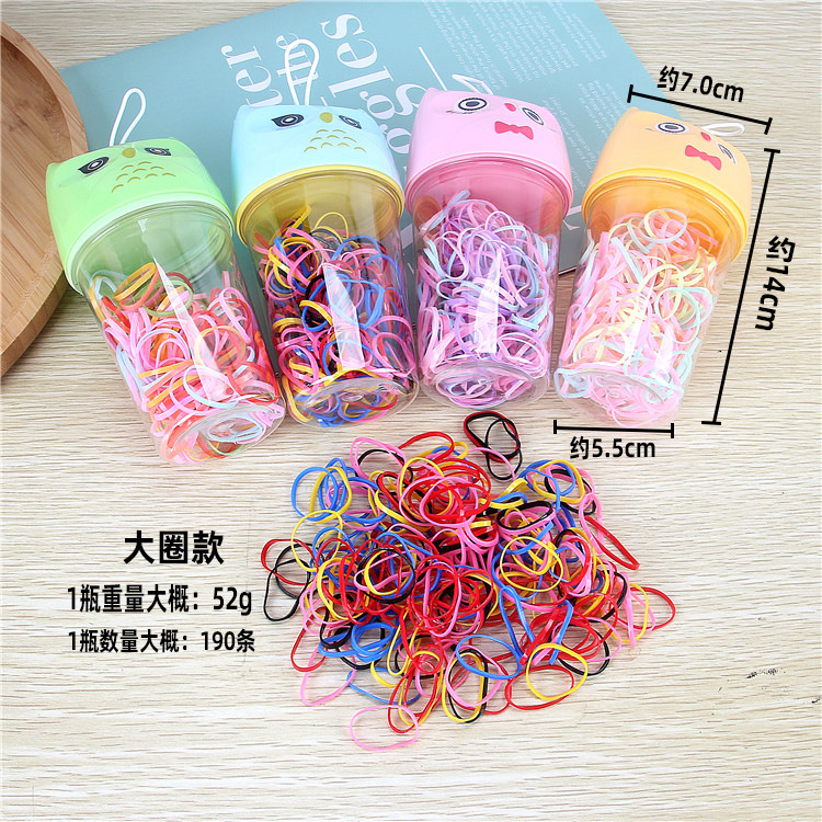 Factory Wholesale Thickened Strong Pull Continuous Rubber Band Cartoon Bottled Disposable Rubber Band Baby Braid Little Hair Ring