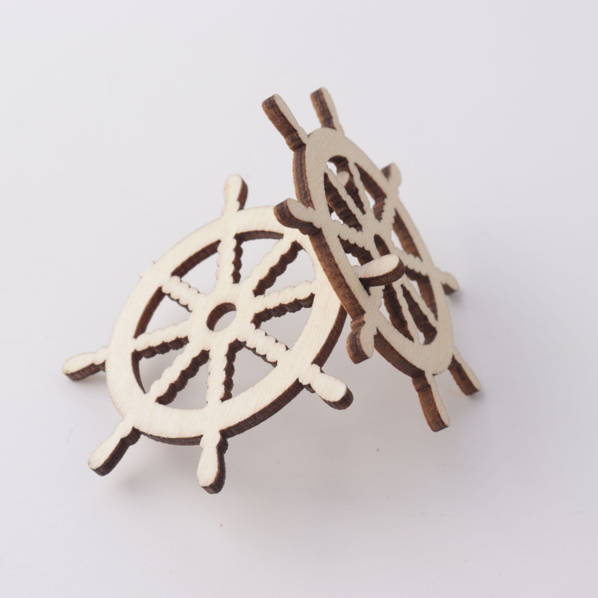 木质工艺品 船锚船舵挂件儿童手工diy木片镂空装饰品