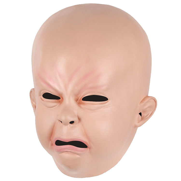 万圣节乳胶面具头套可爱蓝宝宝哭脸娃娃呆萌小孩面具酒吧舞会