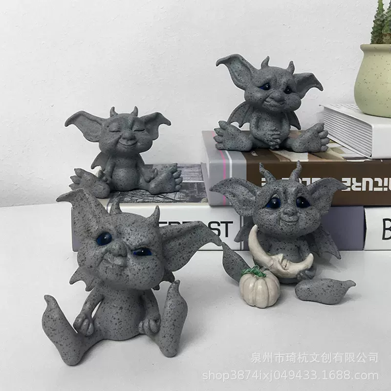 跨境热款丑萌小精灵花园微景观家居桌面可爱风卡通树脂摆件装饰品