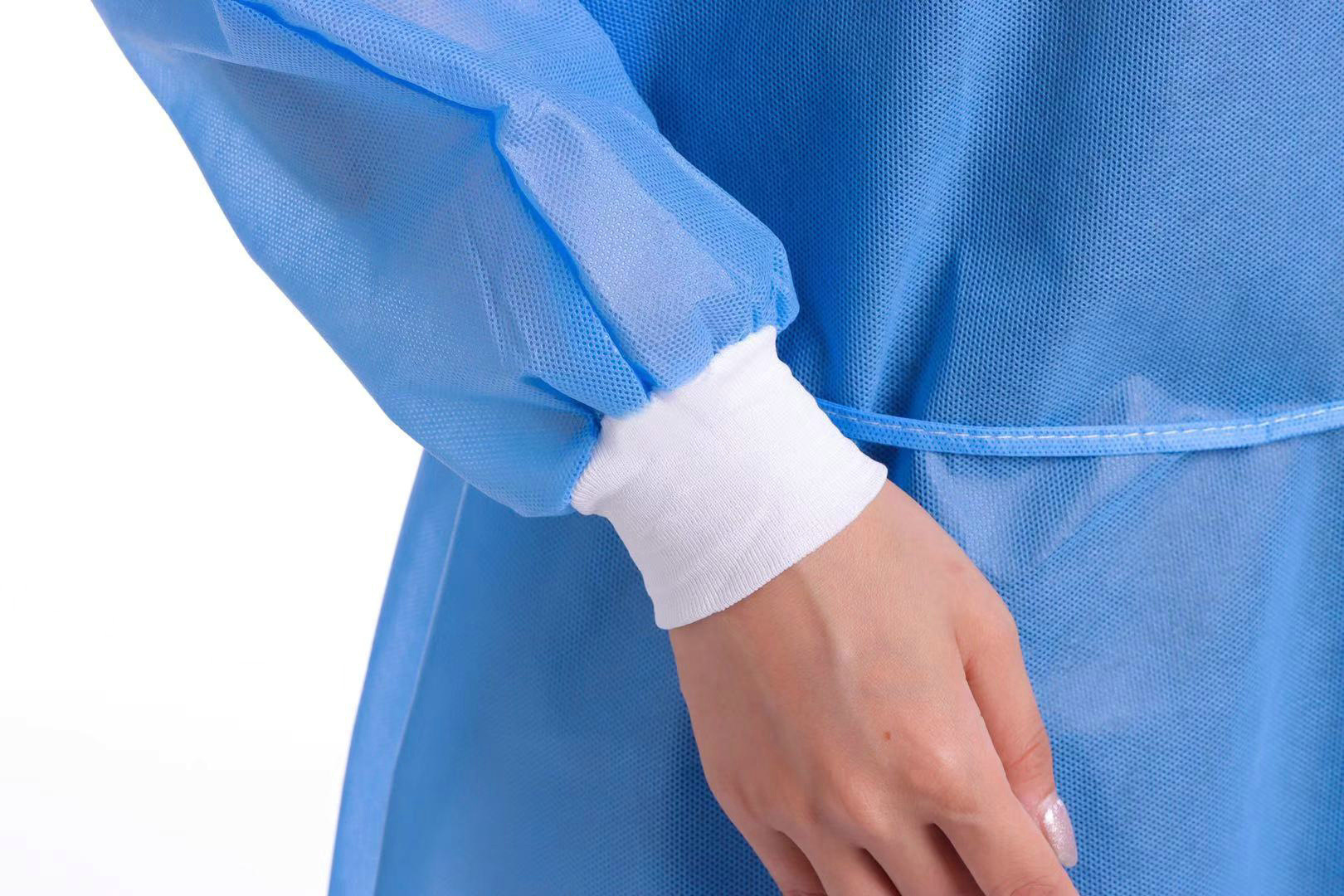 一次性隔离衣sms防护服防尘无纺布防护服蓝色针织袖口