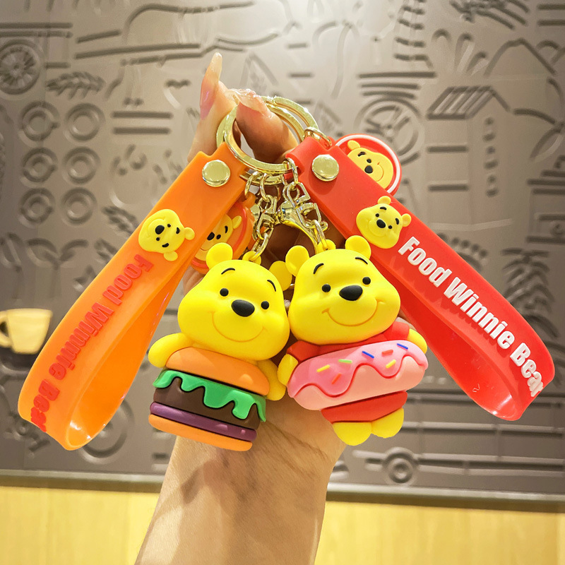 Cartoon Dessert Winnie the Pooh Keychain Crossdressing Pooh Bear Key Chain Handbag Pendant Doll Key Ring Wholesale