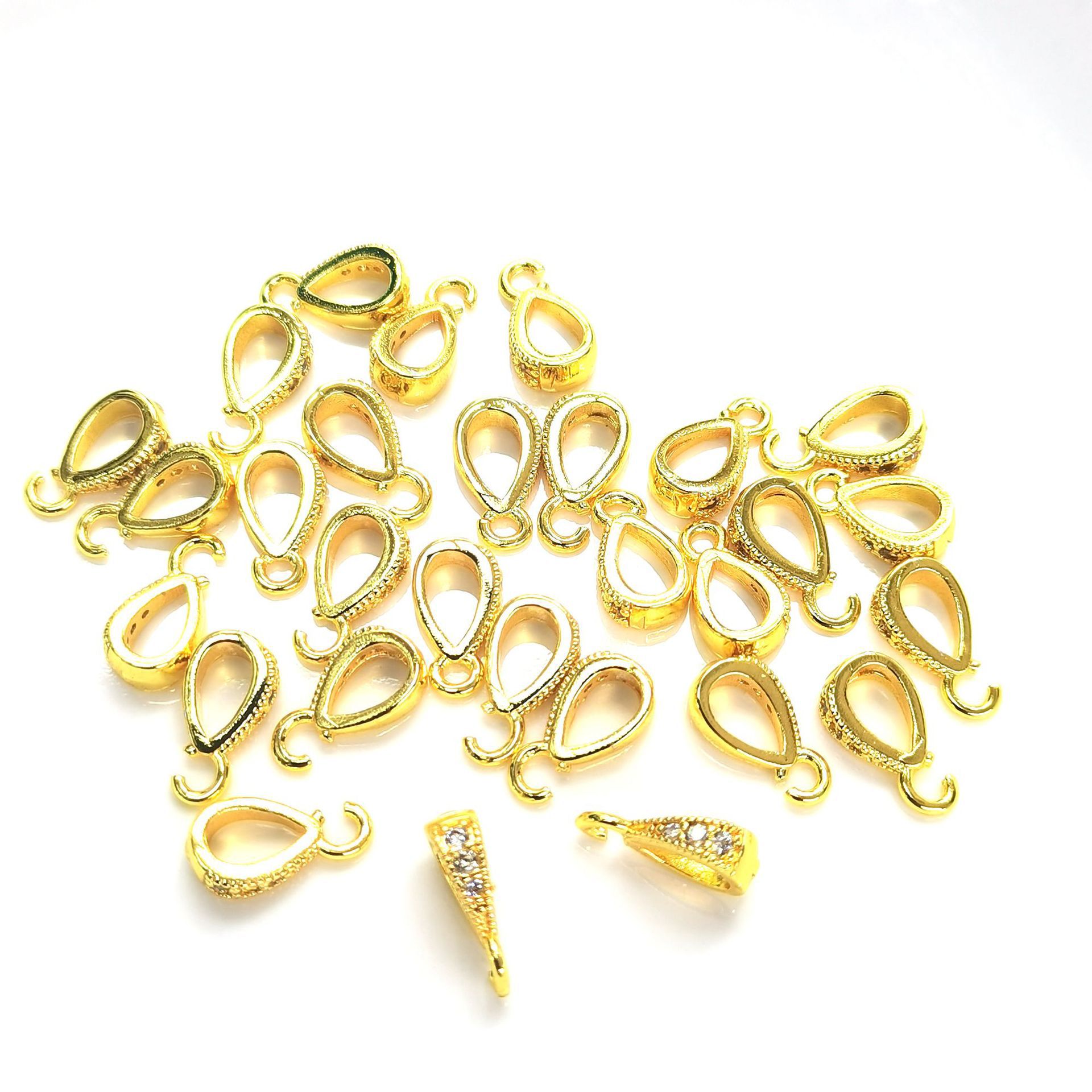 14k包金保色 万能扣微镶锆石 瓜子扣镶钻 项链吊坠扣子 吊坠扣头