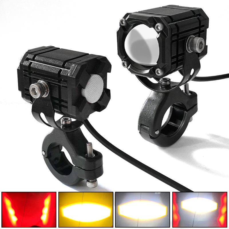 New Two-Color Lock and Load Spray Motorcycle LED Spotlight Headlight Lamp Super Bright Waterproof Belt Devil Eye Retrofit Lights