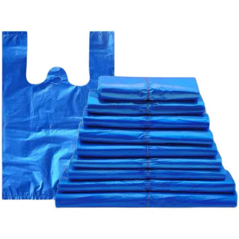 蓝色塑料袋 大号背心马甲袋 新料购物袋 手提方便袋 40*64cm