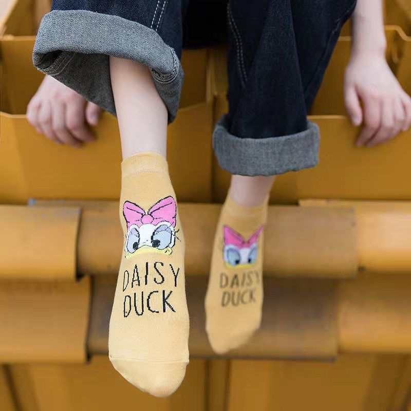 Cartoon Socks Women's Korean-Style Mickey Mouse Boat Socks Women's Summer Low Top Shallow Mouth Cotton Socks Cute Students' Socks Socks