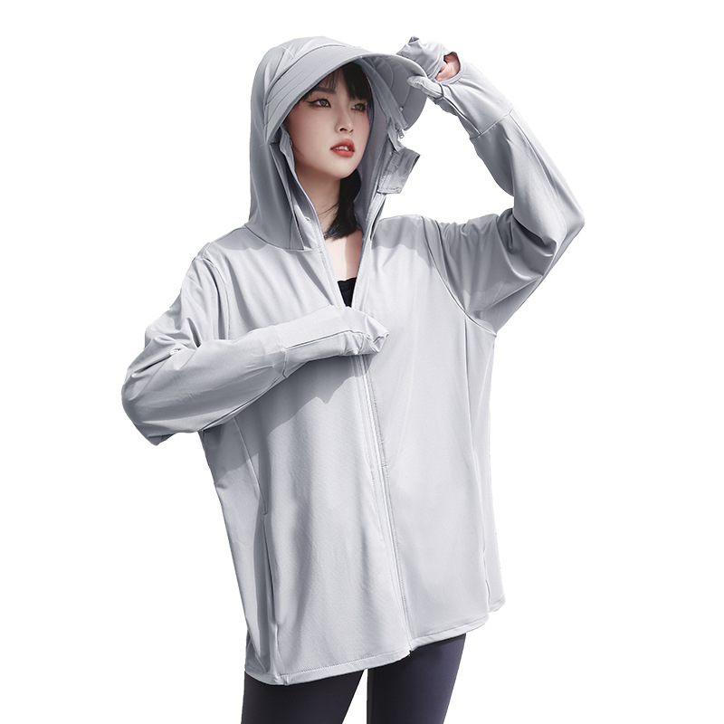 Summer Sun Protective Clothes UV Protection Female Ice Silk Outdoor Cycling Big Brim Sun-Proof and Breathable Leisure Loose Sun-Proof Clothes Women Clothes