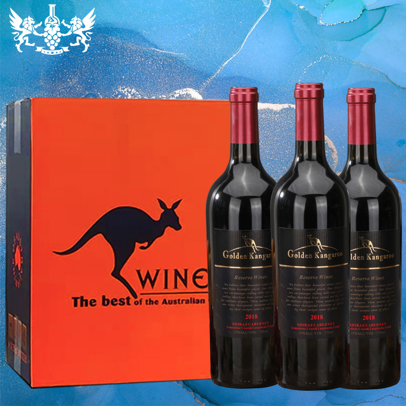 澳洲进口袋鼠红酒 15度西拉干红葡萄酒低价批发 包邮代发酒水