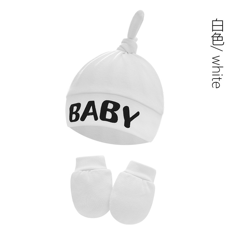 Baby Foreign Trade European and American Newborn Fetal Cap Babies' Baby Nipple Cap Knotted Hat Baby Gloves Source Manufacturer