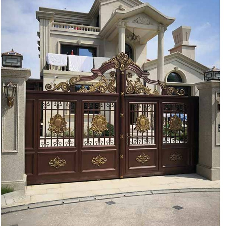 上门测量设计别墅电动遥控铝合金材质铝艺大门 中式院门 双开铝门